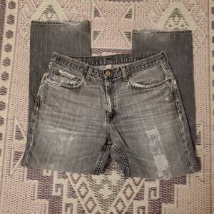 Men's BANANA REPUBLIC Straight Leg Distressed Black Faded Jeans Size 33 x 30